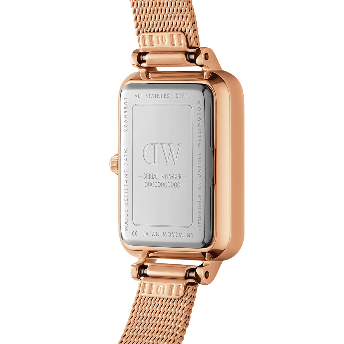 Daniel Wellington Quadro Unitone Rose Gold Dial Rose Gold Mesh Strap Watch For Women - DW00100484
