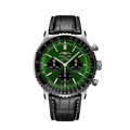 Breitling Navitimer B01 Chronograph 46 Green Dial Black Leather Strap Watch for Men - AB0137241L1P1