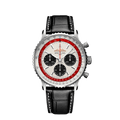 Breitling Navitimer B01 Chronograph 43 Boeing 747 White Dial Black Leather Strap Watch for Men - AB01383B1G1P1