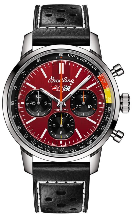 Breitling Top Time B01 Chevrolet Corvette Red Dial Black Leather Strap Watch for Men - AB01761A1K1X1