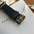 Versace Menifesto Quartz Blue Dial Blue Leather Strap Watch For Men - VBQ01017