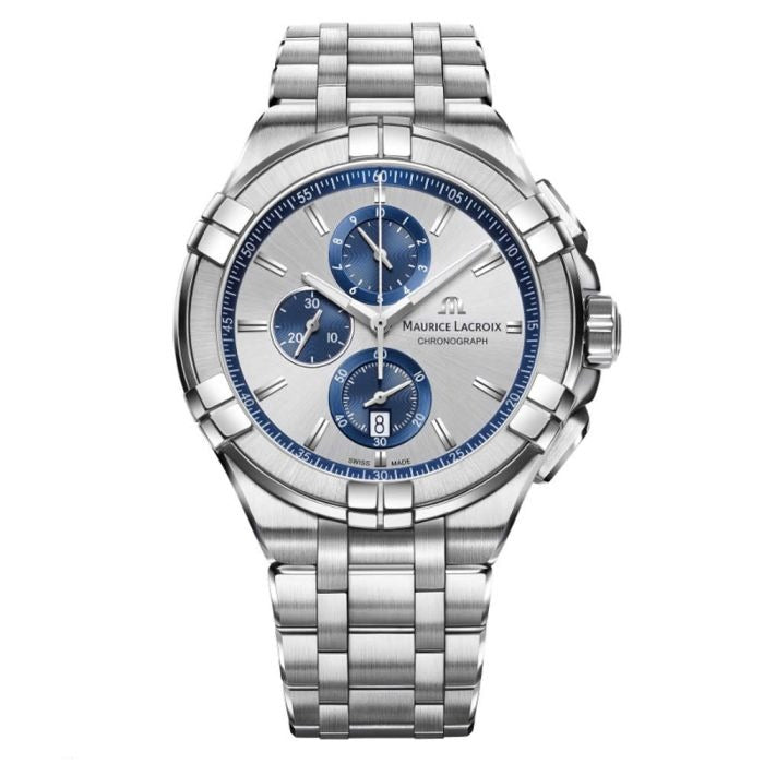 Maurice Lacroix Aikon Chronograph Silver Dial Silver Steel Strap Watch for Men - AI1018-SS002-131-1