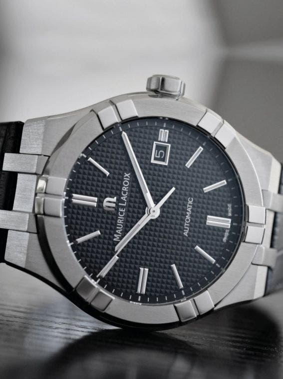 Maurice Lacroix Aikon Automatic Chronograph Black Dial Black Leather Strap Watch for Men - AI1808-SS000-330-2