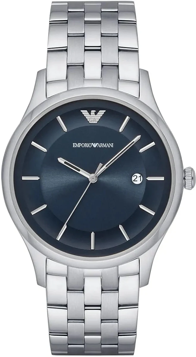 Emporio Armani Lambda Blue Dial Silver Steel Strap Watch for Men - AR11019
