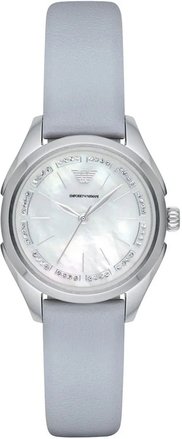 Emporio Armani Valeria Mother of Pearl Dial Blue Leather Strap Watch for Women - AR11032