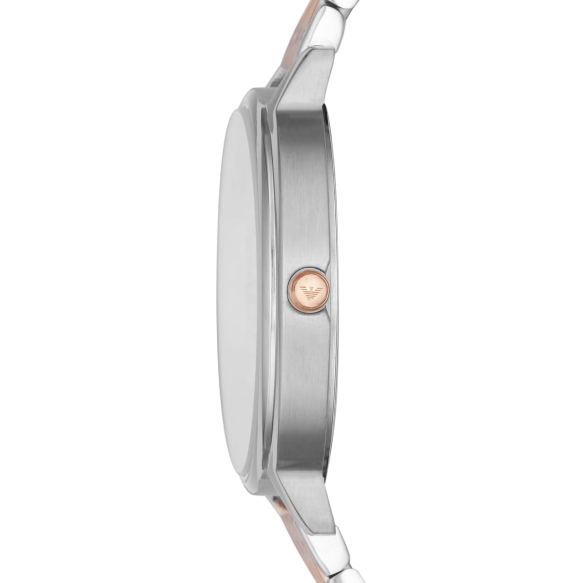 Emporio Armani Silver Sunray Dial Two Tone Steel Strap Watch For Women - AR11113
