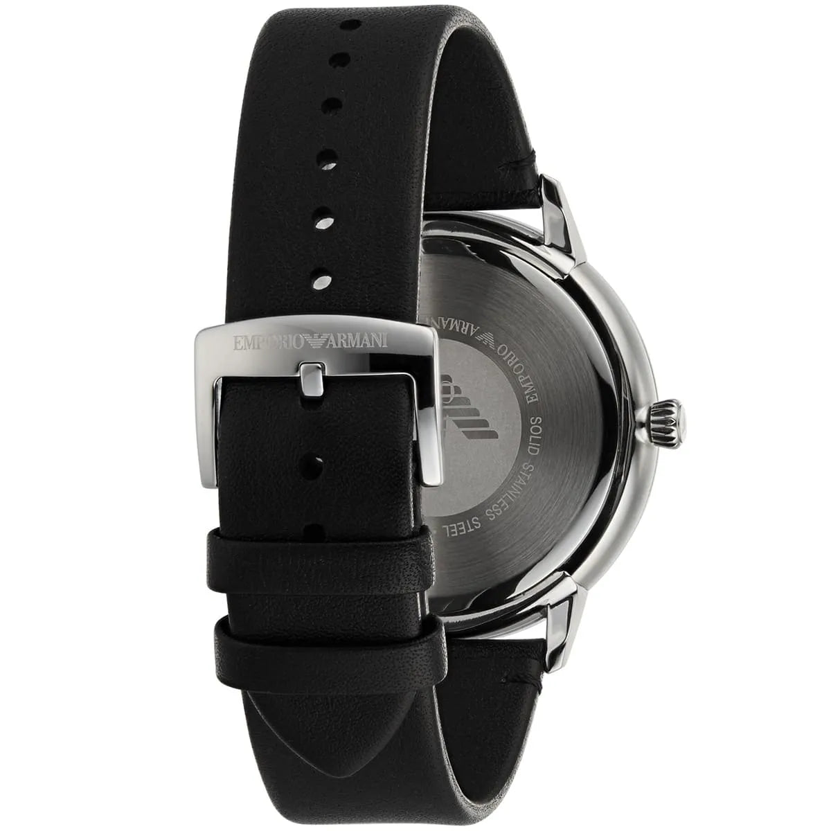Emporio Armani Ruggero Black Dial Black Leather Strap Watch for Men - AR11193