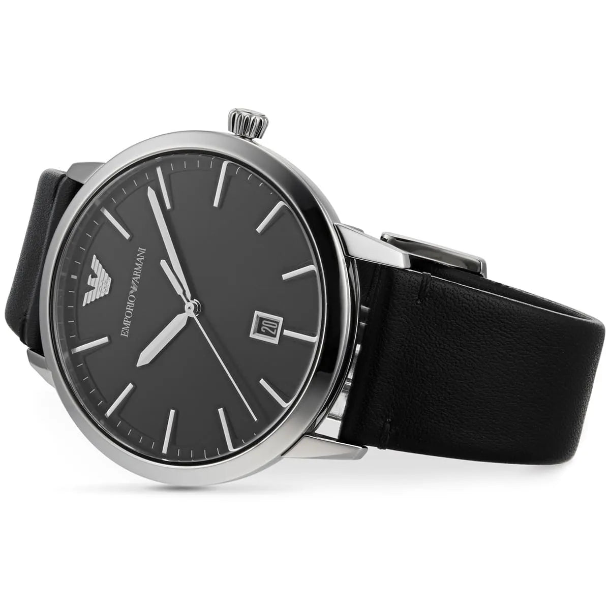 Emporio Armani Ruggero Black Dial Black Leather Strap Watch for Men - AR11193