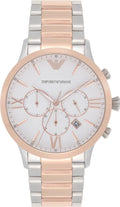 Emporio Armani Giovanni Chronograph Quartz White Dial Two Tone Steel Strap Watch For Men - AR11209