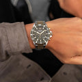 Emporio Armani Diver Chronograph Quartz Black Dial Silver Steel Strap Watch For Men - AR11360