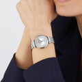 Emporio Armani Gianni T-Bar Quartz Silver Dial Silver Steel Strap Watch For Women - AR11445