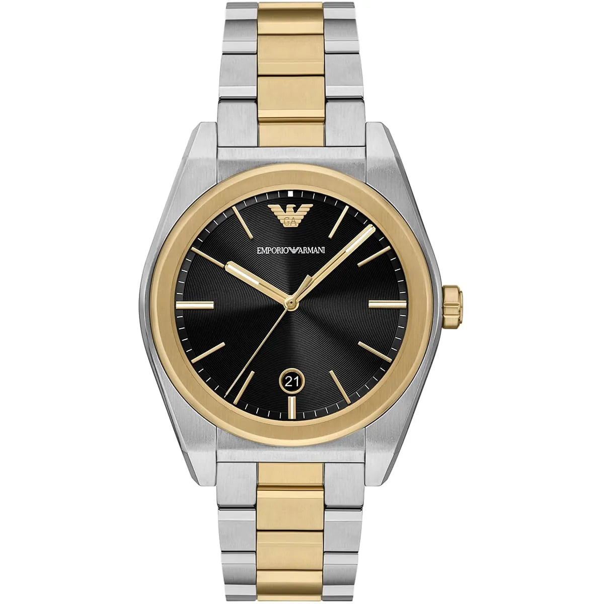Emporio Armani Antonio Black Dial Two Tone Steel Strap Watch for Men - AR11715
