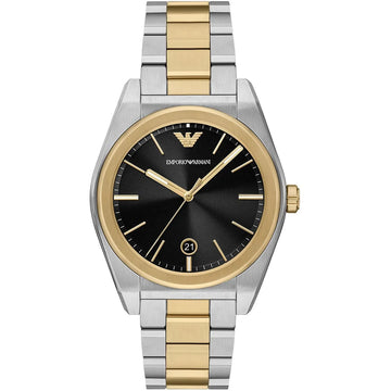 Emporio Armani Antonio Black Dial Two Tone Steel Strap Watch for Men - AR11715