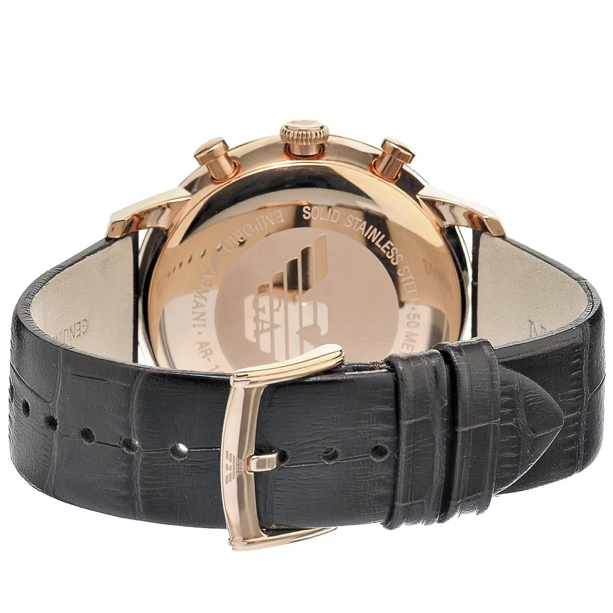 Emporio Armani Classic Large Chronograph Brown Dial Brown Leather Strap Watch for Men - AR1616