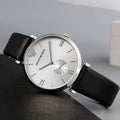 Emporio Armani Retro Analog Quartz Silver Dial Black Leather Strap Watch For Men - AR1674