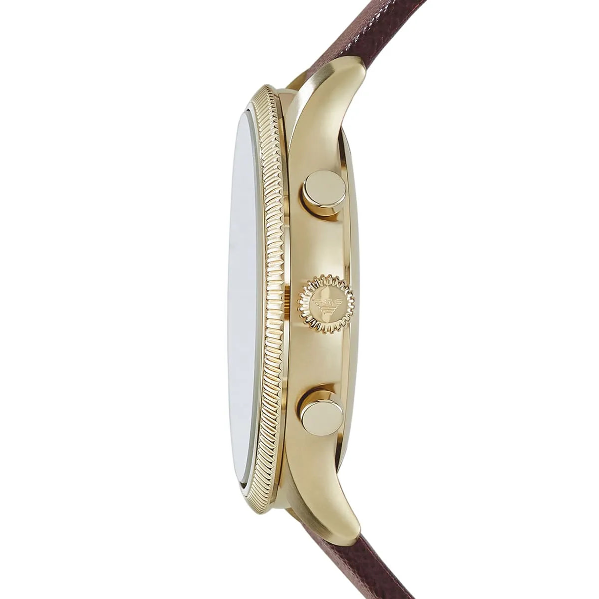 Emporio Armani Alpha Large Chronograph Brown Dial Brown Leather Strap Watch for Men - AR1793
