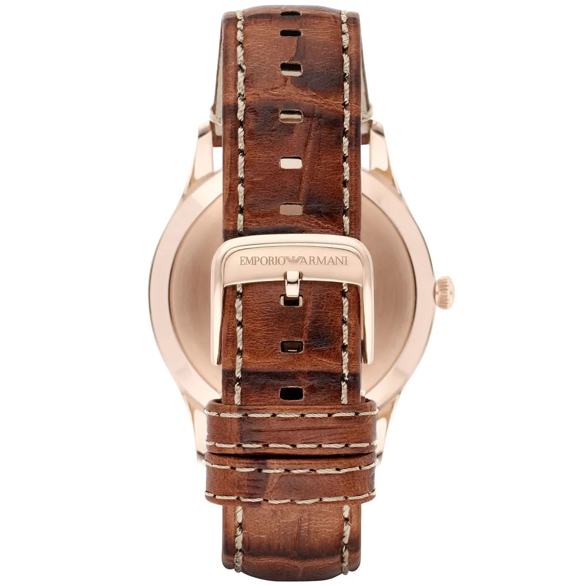 Emporio Armani Beta White Dial Brown Leather Strap Watch for Men - AR1866