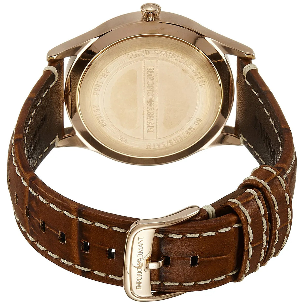Emporio Armani Beta White Dial Brown Leather Strap Watch for Men - AR1866