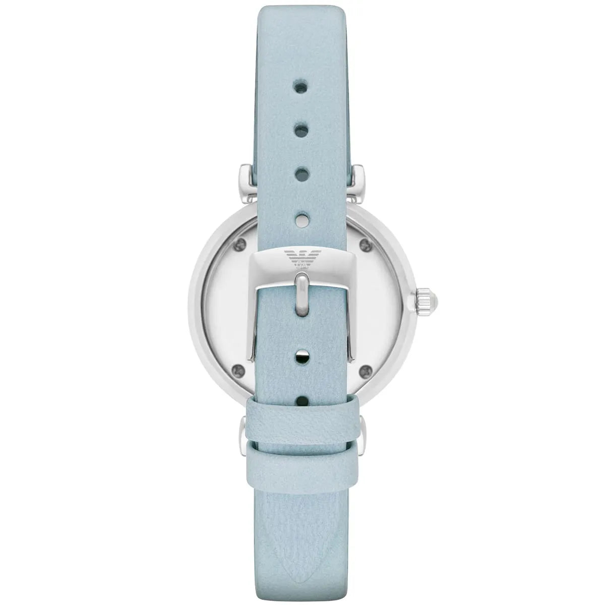 Emporio Armani Gianni T-Bar White Dial Blue Leather Strap Watch for Women - AR1928