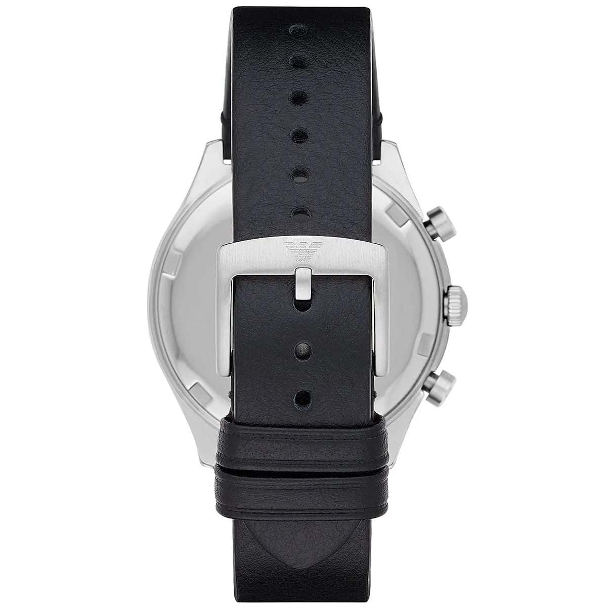 Emporio Armani Zeta Chronograph Black Dial Black Leather Strap Watch for Men - AR1975