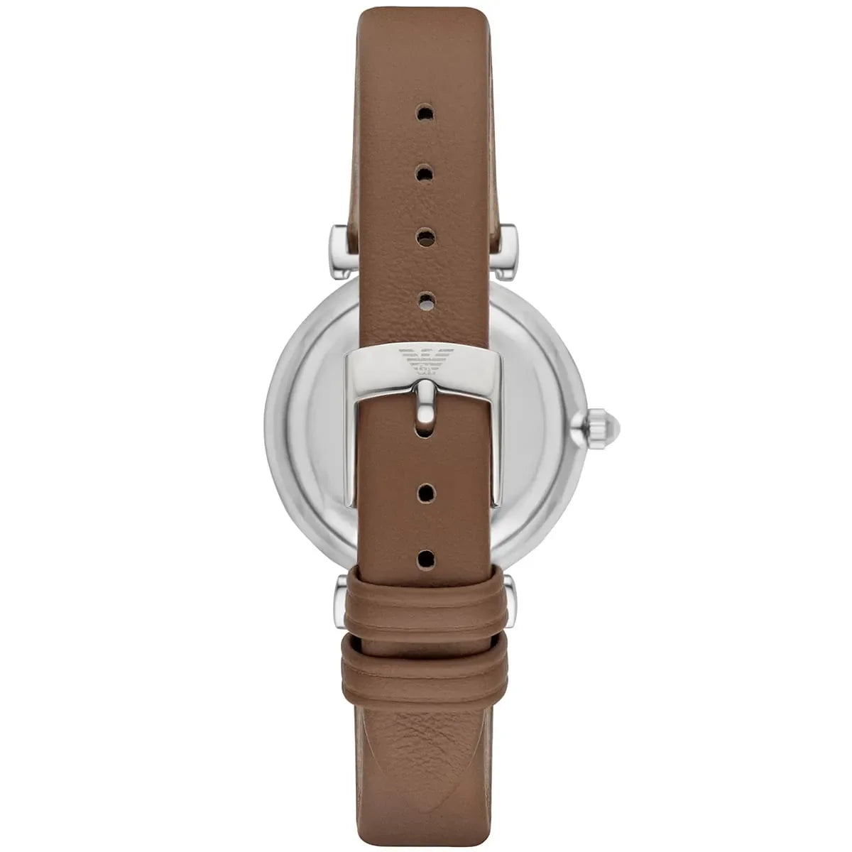 Emporio Armani Gianni T-Bar White Dial Brown Leather Strap Watch for Women - AR1988