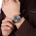 Emporio Armani Luigi Quartz Gray Dial Brown Leather Strap Watch For Men - AR1996