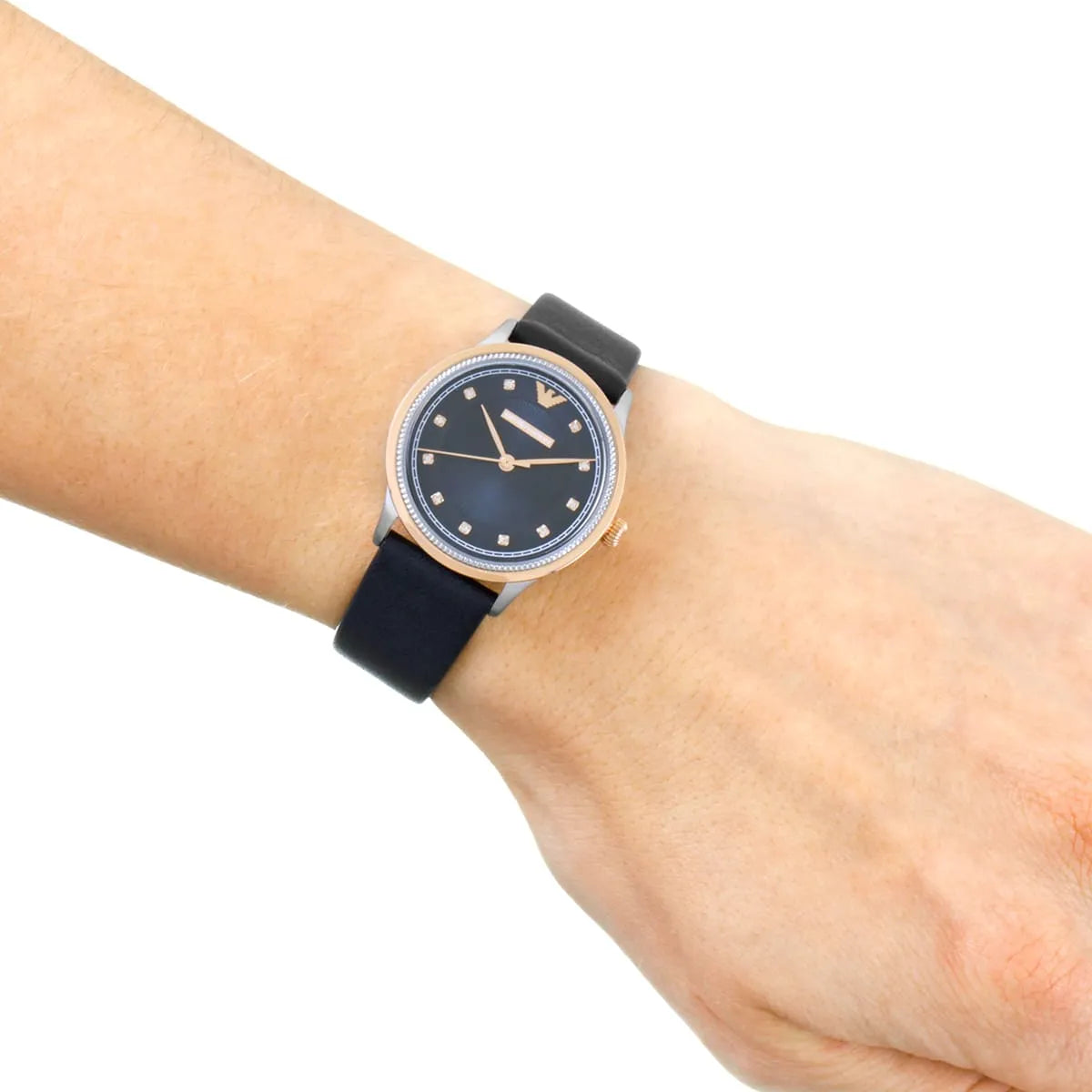 Emporio Armani Alpha XSmall Blue Dial Blue Leather Strap Watch for Women - AR2066