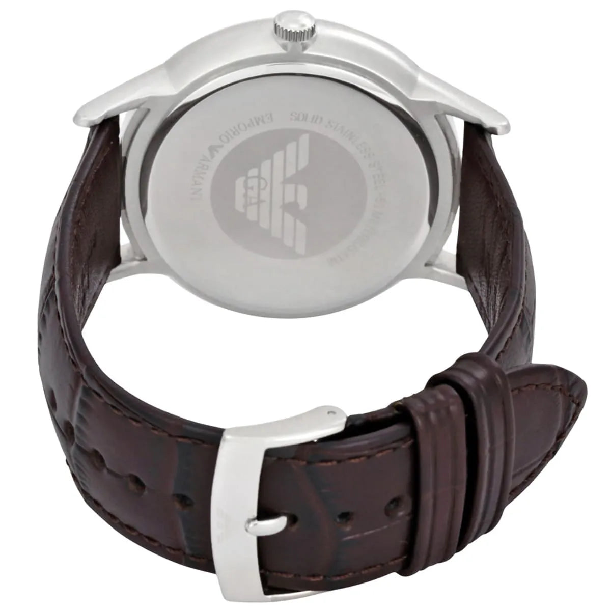 Emporio Armani Renato Large Black Dial Brown Leather Strap Watch for Men - AR2480
