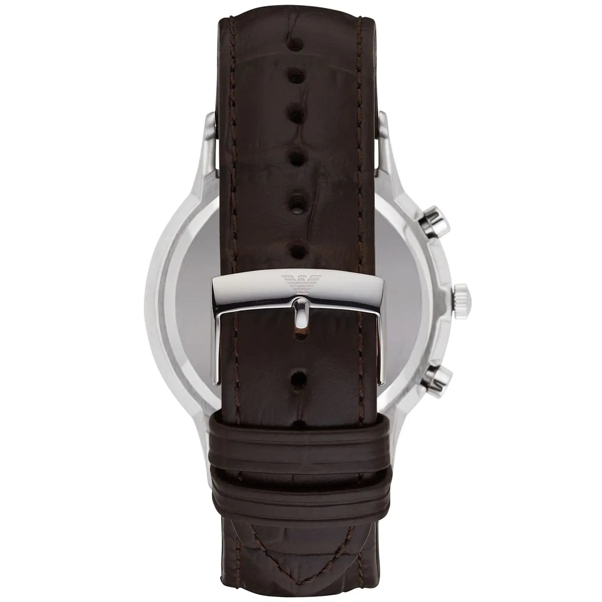 Emporio Armani Renato Chronograph Blue Dial Black Leather Strap Watch for Men  - AR2494