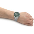 Emporio Armani Diver Automatic Green Dial Silver Steel Strap Watch For Men - AR60061