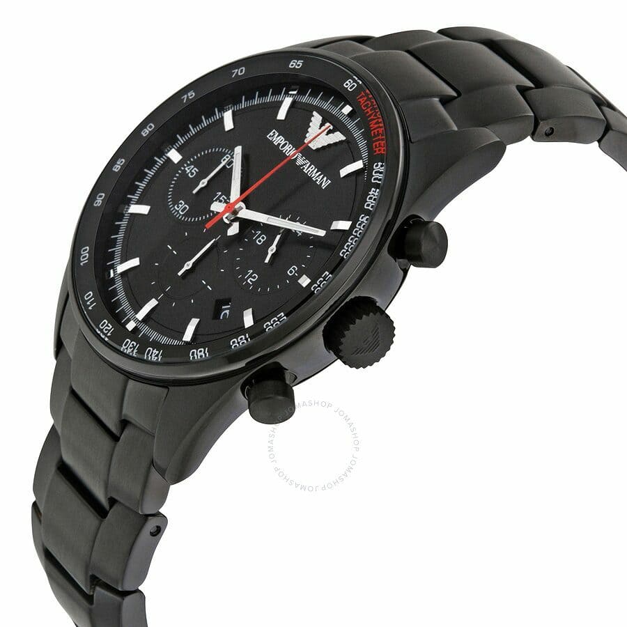 Emporio Armani Sigma Chronograph Black Dial Black Steel Strap Watch for Men - AR6094