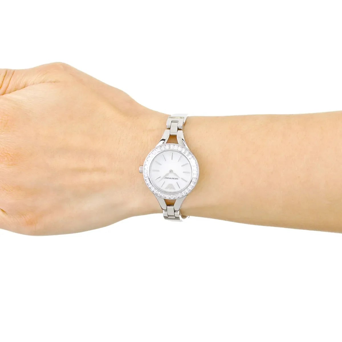 Emporio Armani Chiara Mother of Pearl Dial White Leather Strap Watch for Women - AR7353