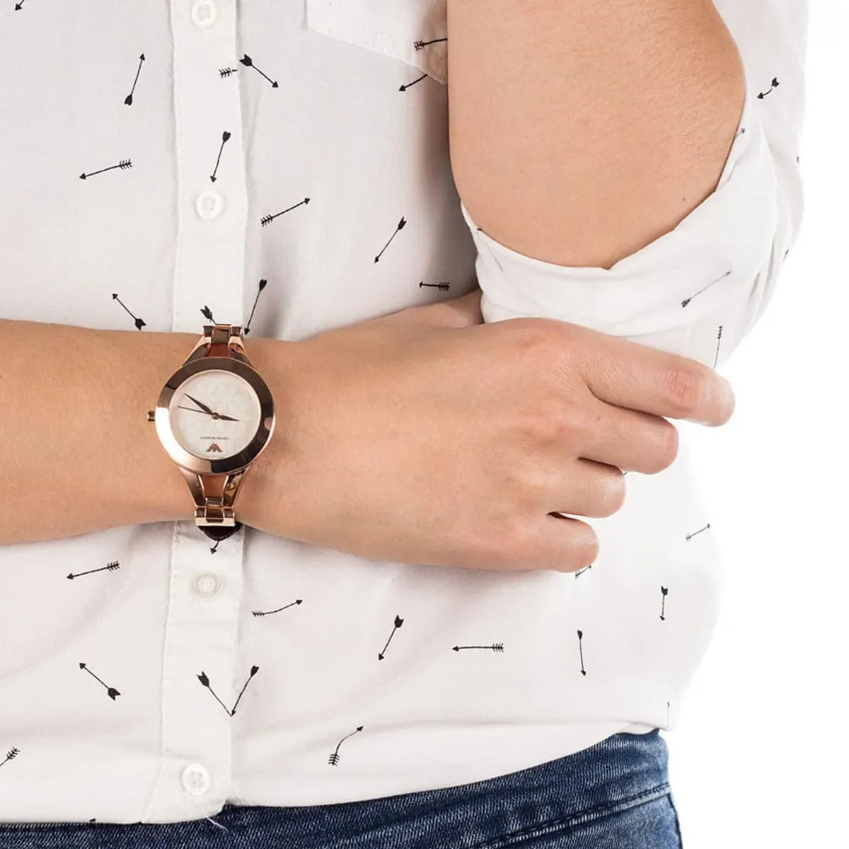Emporio Armani Chiara Silver Dial Brown Leather Strap Watch for Women - AR7431