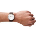 Emporio Armani Kappa Quartz White Dial Brown Leather Strap Watch For Men - AR80006