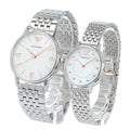 Emporio Armani Kappa Quartz White Dial Silver Steel Strap Watch For Men - AR80014