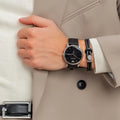 Emporio Armani Classic Quartz Black Dial Black Leather Strap Watch For Men - AR1692