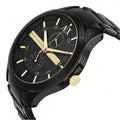 Armani Exchange Hampton Chronograph Black Dial Black Steel Strap Watch For Men - AX2121