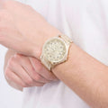 Armani Exchange Hampton Chronograph Gold Dial Gold Steel Strap Watch For Men - AX2415