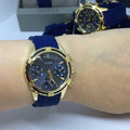 Guess Catalina Blue Gold Tone Blue Silicone Strap Watch For Women - W0562L2