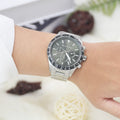 Michael Kors Layton Chronograph Green Dial Silver Steel Strap Watch For Men - MK8912