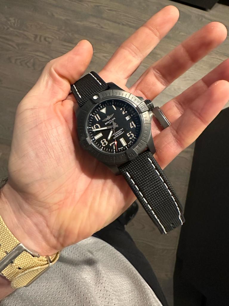 Breitling Avenger Automatic 45 Seawolf Night Mission Black Dial Black Nylon Strap Watch for Men - V17319101B1X1