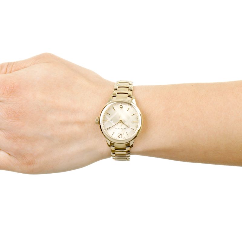Burberry The Classic Champagne Dial Gold Steel Strap Watch for Women - BU10109
