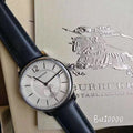Burberry The Classic Horseferry Beige Dial Black Leather Strap Watch for Men - BU10000
