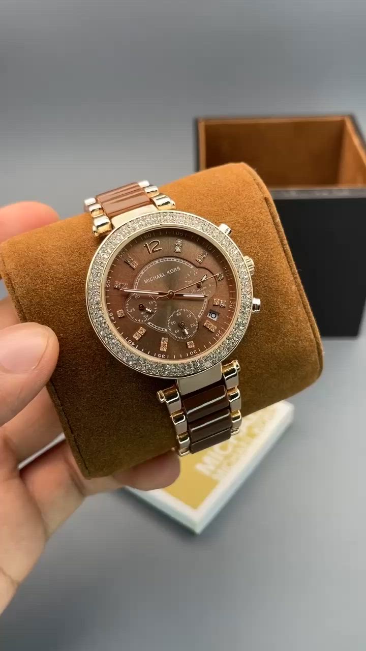 Michael Kors Parker Analog Quartz Brown Dial Brown Steel Strap Watch For Women - MK6378