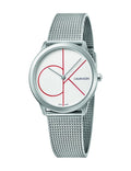 Calvin Klein Minimal White Dial Silver Mesh Bracelet Watch for Men - K3M51152