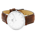 Daniel Wellington Classic St Mawes White Dial Brown Leather Strap Watch For Men - DW00100021