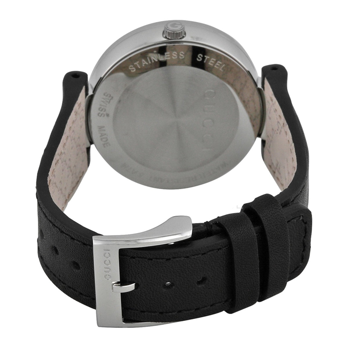 Gucci G Interlocking Black Dial Black Leather Strap Watch For Women - YA133301