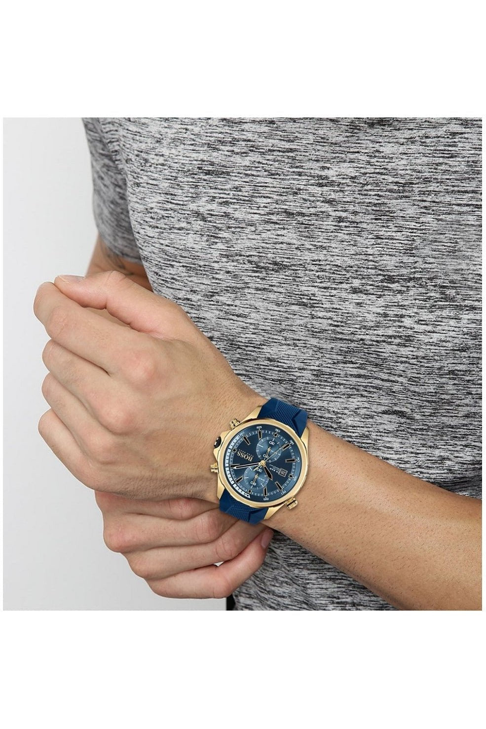 Hugo Boss Globetrotter Blue Dial Blue Silicone Strap Watch for Men - 1513822