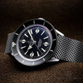Breitling Superocean Heritage '57 Black Dial Silver Mesh Bracelet Watch for Men - A10370121B1A1