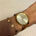 Michael Kors Jaryn Quartz Gold Dial Brown Leather Strap Watch For Women - MK2496